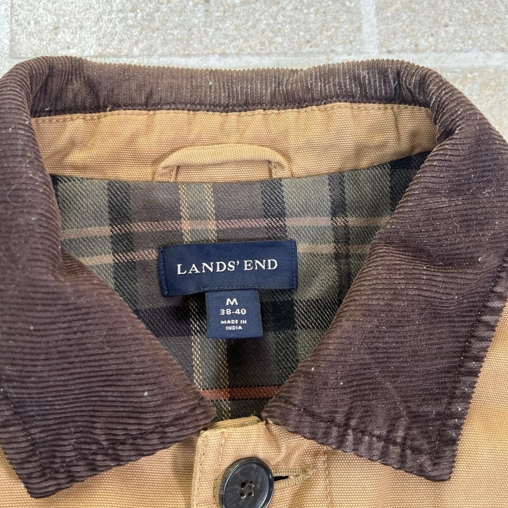 Vintage Lands End Chore Jacket Mens Medium Brown Canvas Barn Field Flannel Lined - Picture 4 of 8